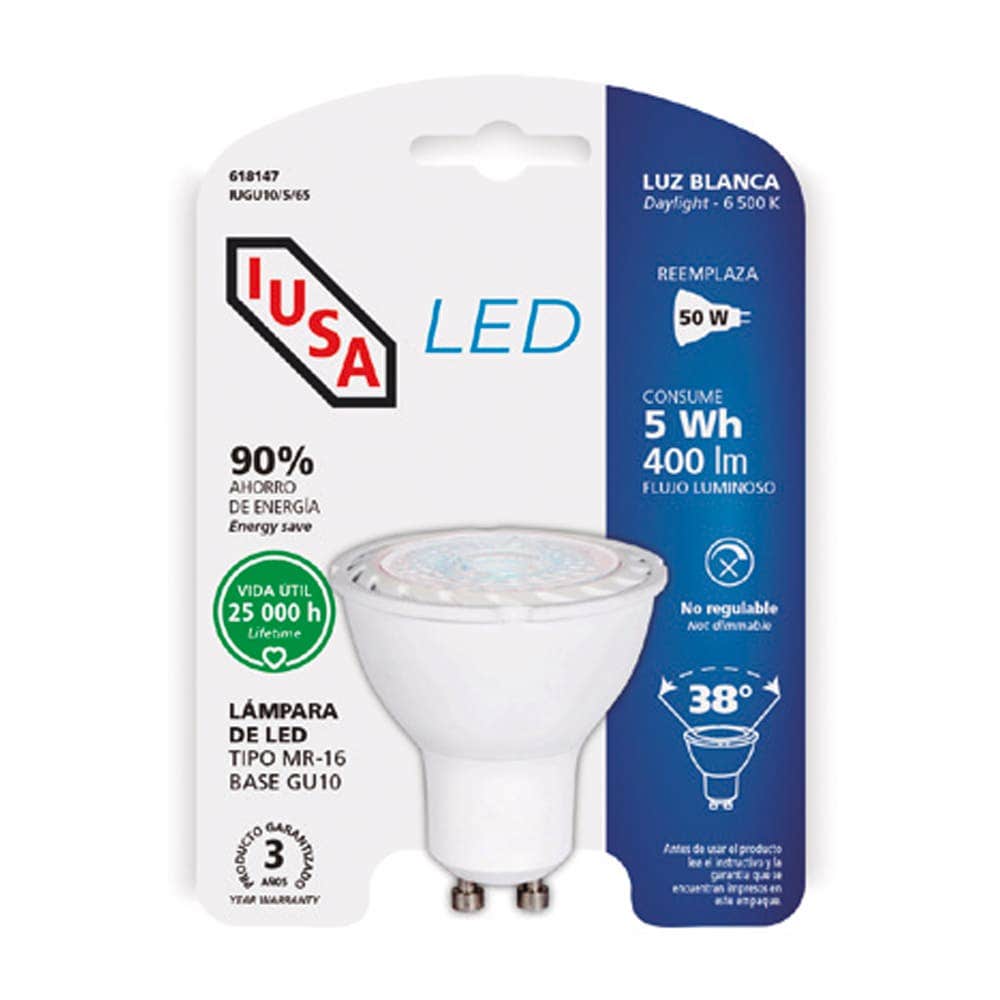 IUSA - Foco LED MR-16 gu10 luz blanca 5w iusa