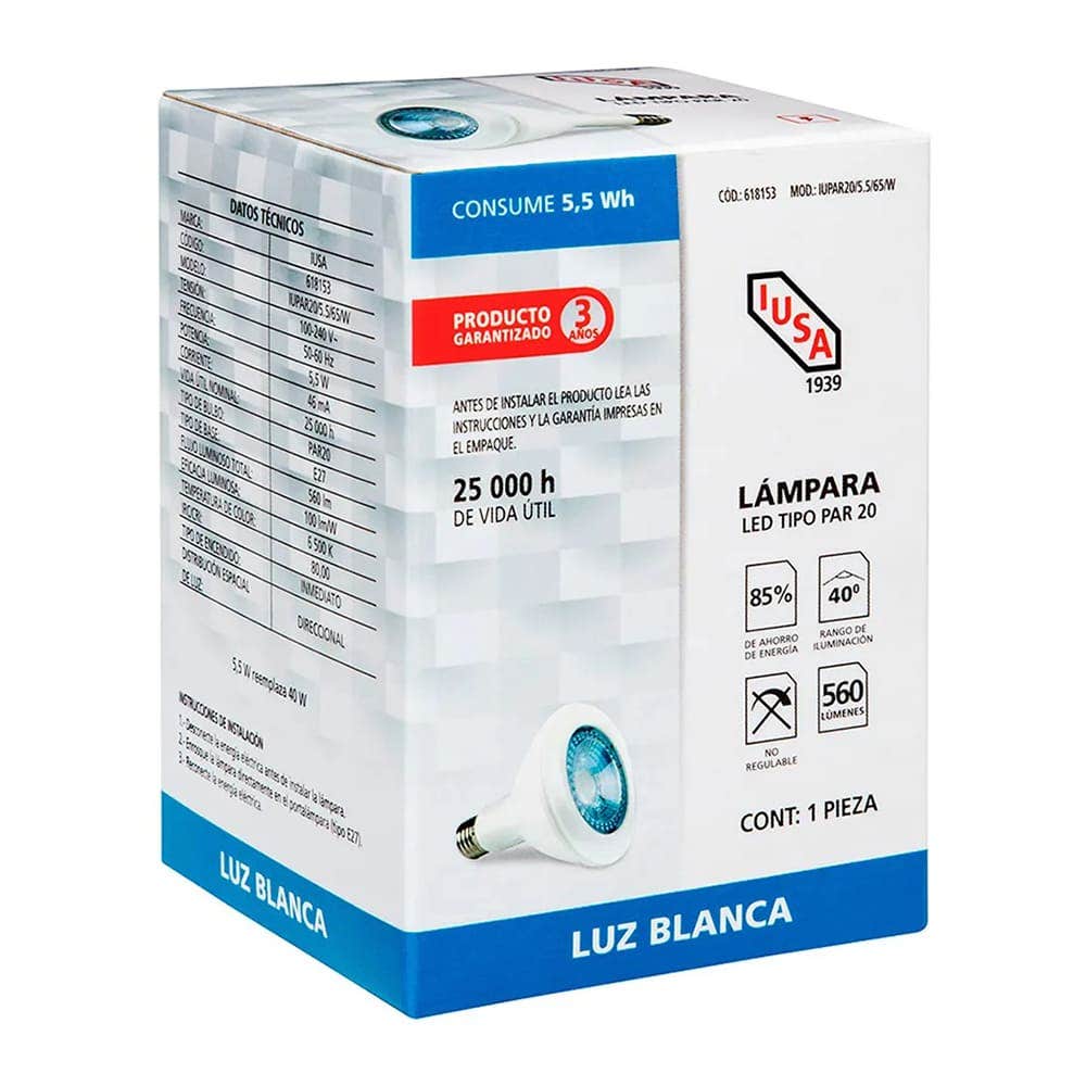 IUSA - Foco led par luz blanca 11w