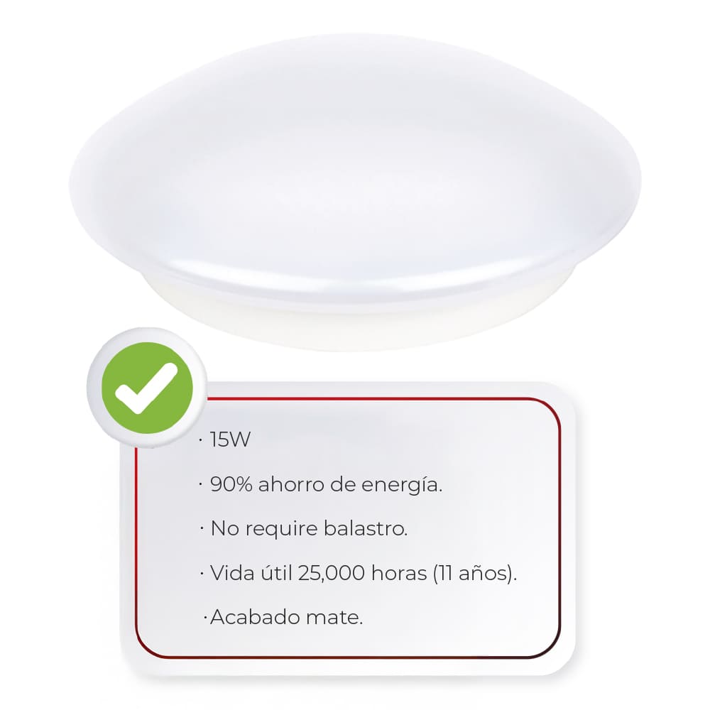 IUSA - Plafón LED para sobreponer mate 15 w