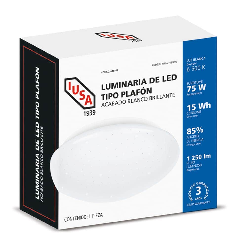 IUSA - Plafón LED para sobreponer acabado brillante