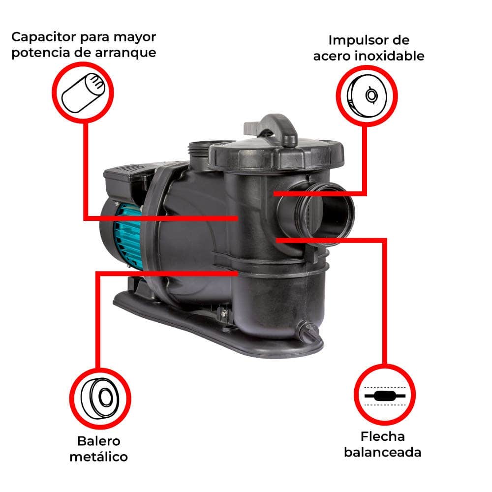 IUSA - Bomba para alberca 3 hp cuerpo termoplástico