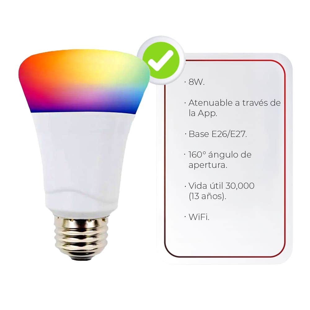 IUSA - Foco inteligente wifi multicolor + luz blanca fría y cálida