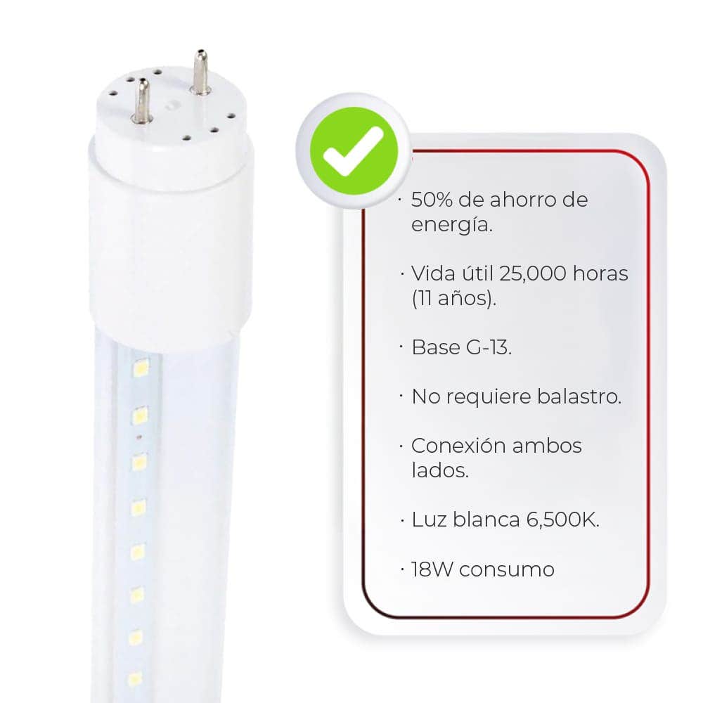IUSA - Tubo LED T8 opalino, 120 cm, 18W, IUSA