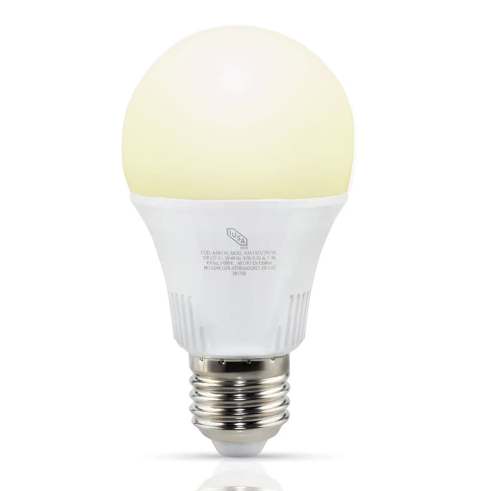 IUSA - Foco LED A19 en caja, luz cálida 9W, IUSA