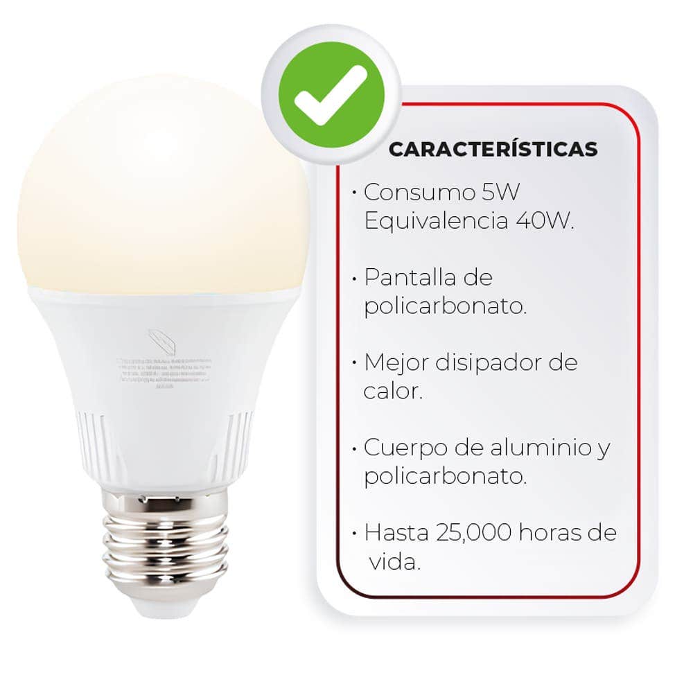 IUSA - Foco LED A19 en caja, luz cálida 9W, IUSA