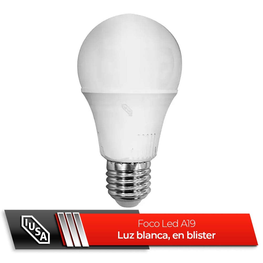 IUSA - Foco LED A19 en caja, luz blanca 9W, IUSA