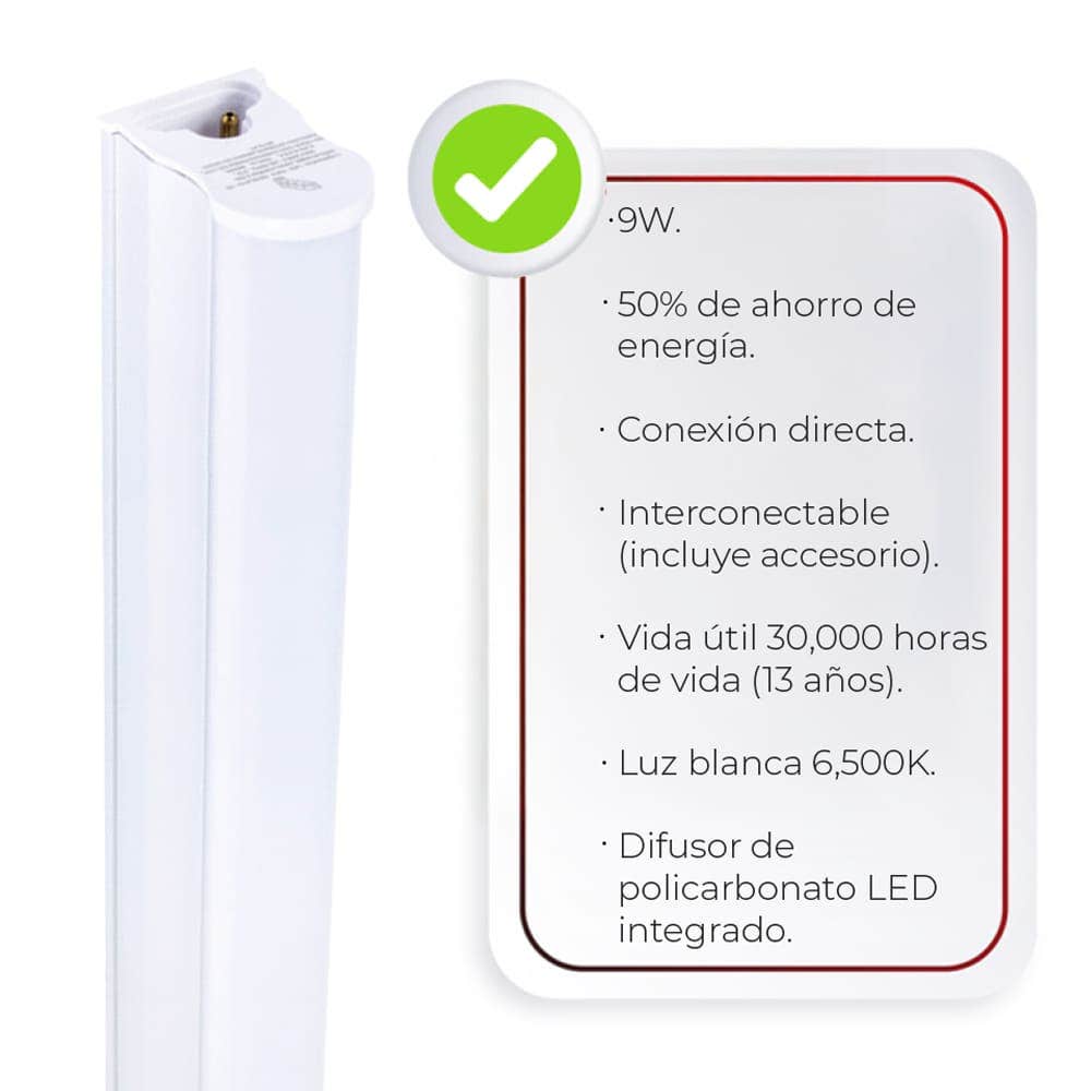 IUSA - Regleta T5 LED, 60 cm 9W luz blanca, IUSA