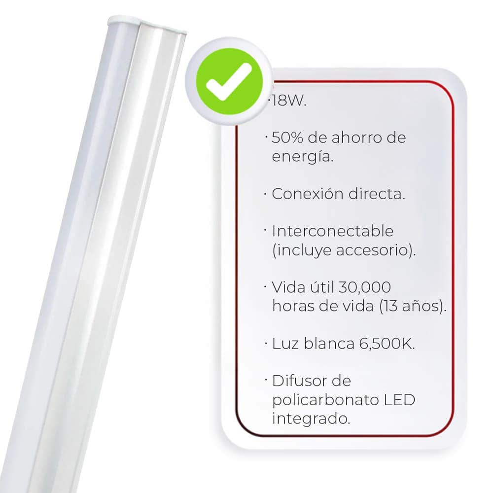 IUSA - Regleta T5 LED, luz blanca 1400 lm 120 cm, IUSA