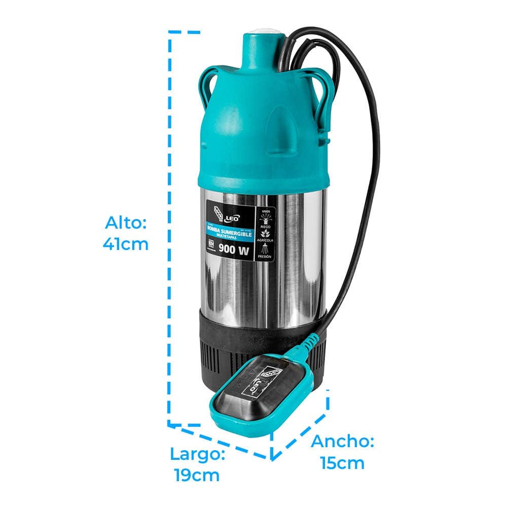 IUSA - Bomba sumergible 1.2 HP para cisterna, acero inoxidable