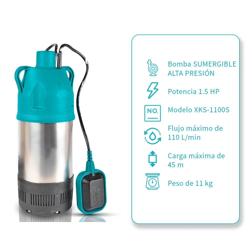 IUSA - Bomba sumergible para cisterna 1.5 hp acero inoxidable