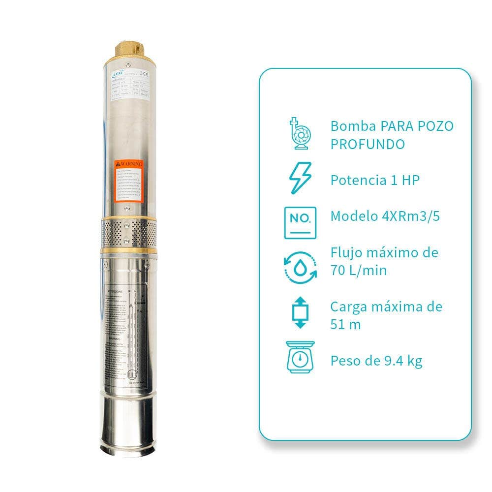 IUSA - Bomba sumergible tipo bala 1 HP, pozos profundos, IUSA