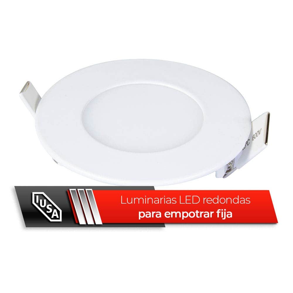 IUSA - Lámpara LED redonda para empotrar, luz cálida 3 W