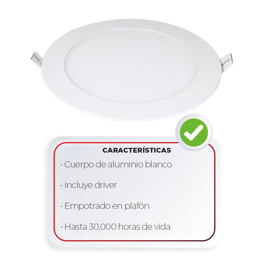 IUSA - Luminaria LED redonda para empotrar, 420 lm 12 cm, IUSA