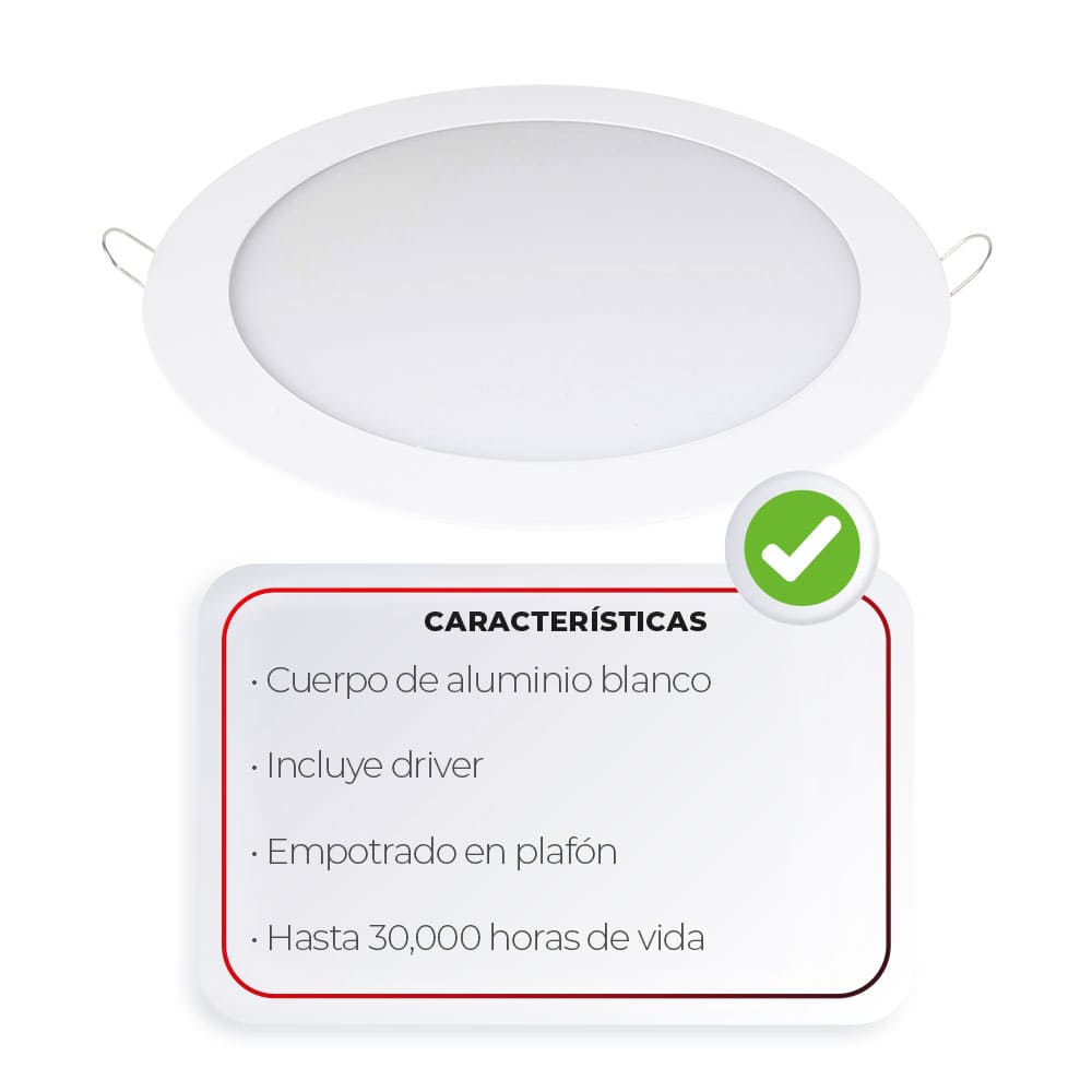 IUSA - Luminaria LED redonda para empotrar fija, 18W cálida, IUSA