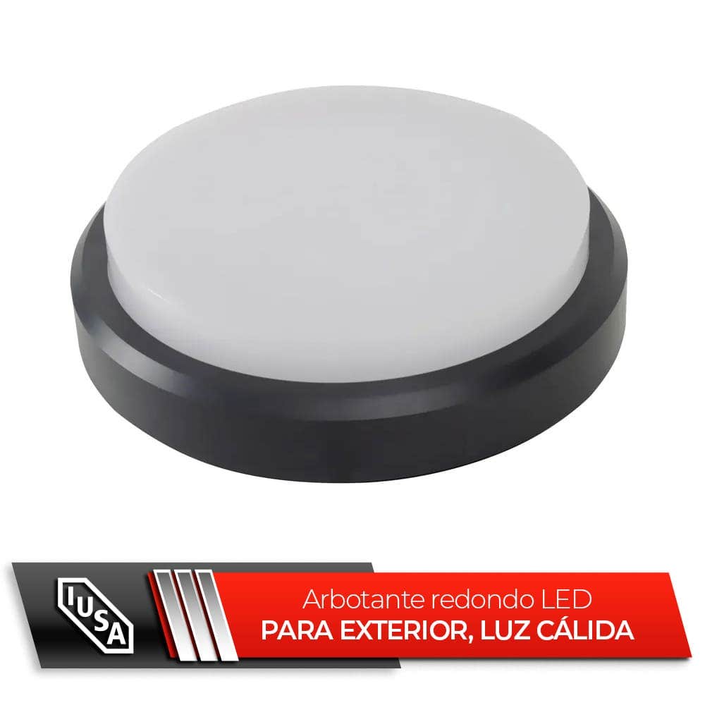 IUSA - Arbotante redondo LED para exterior, 9W, luz cálida, IUSA