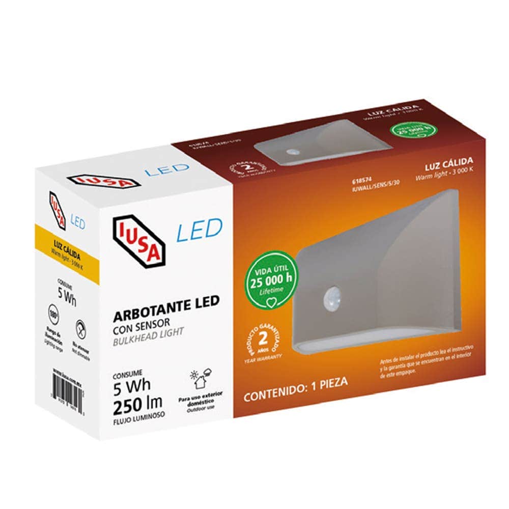 IUSA - Arbotante led de 5 w con sensor