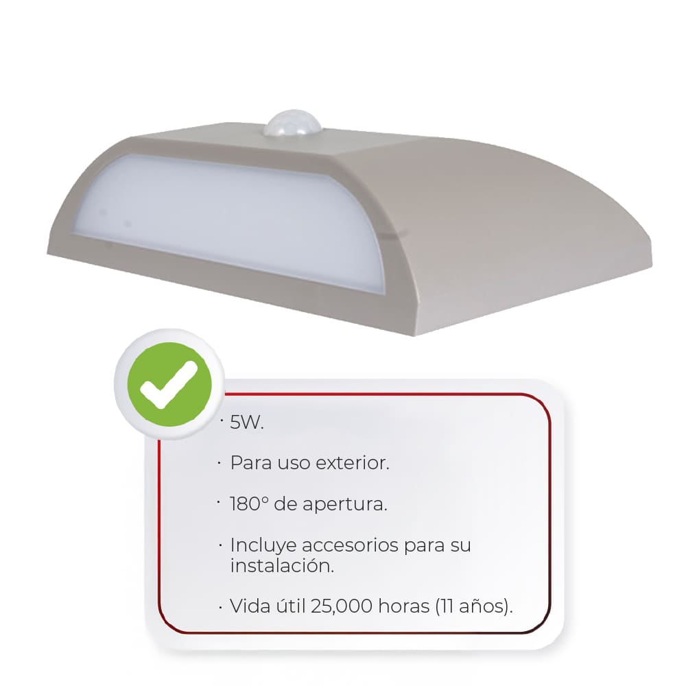 IUSA - Arbotante led de 5 w con sensor