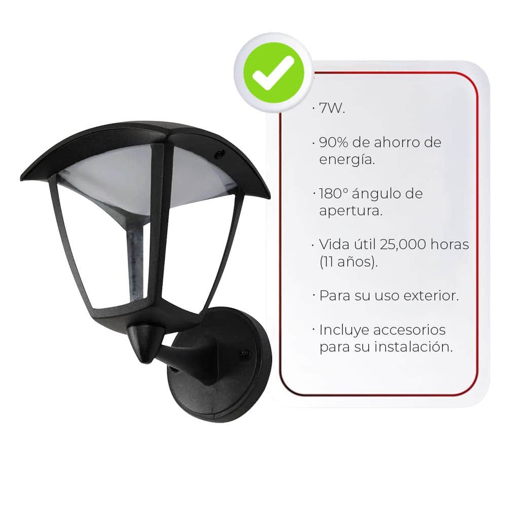 IUSA - Farol LED de pared brazo inferior 7 W