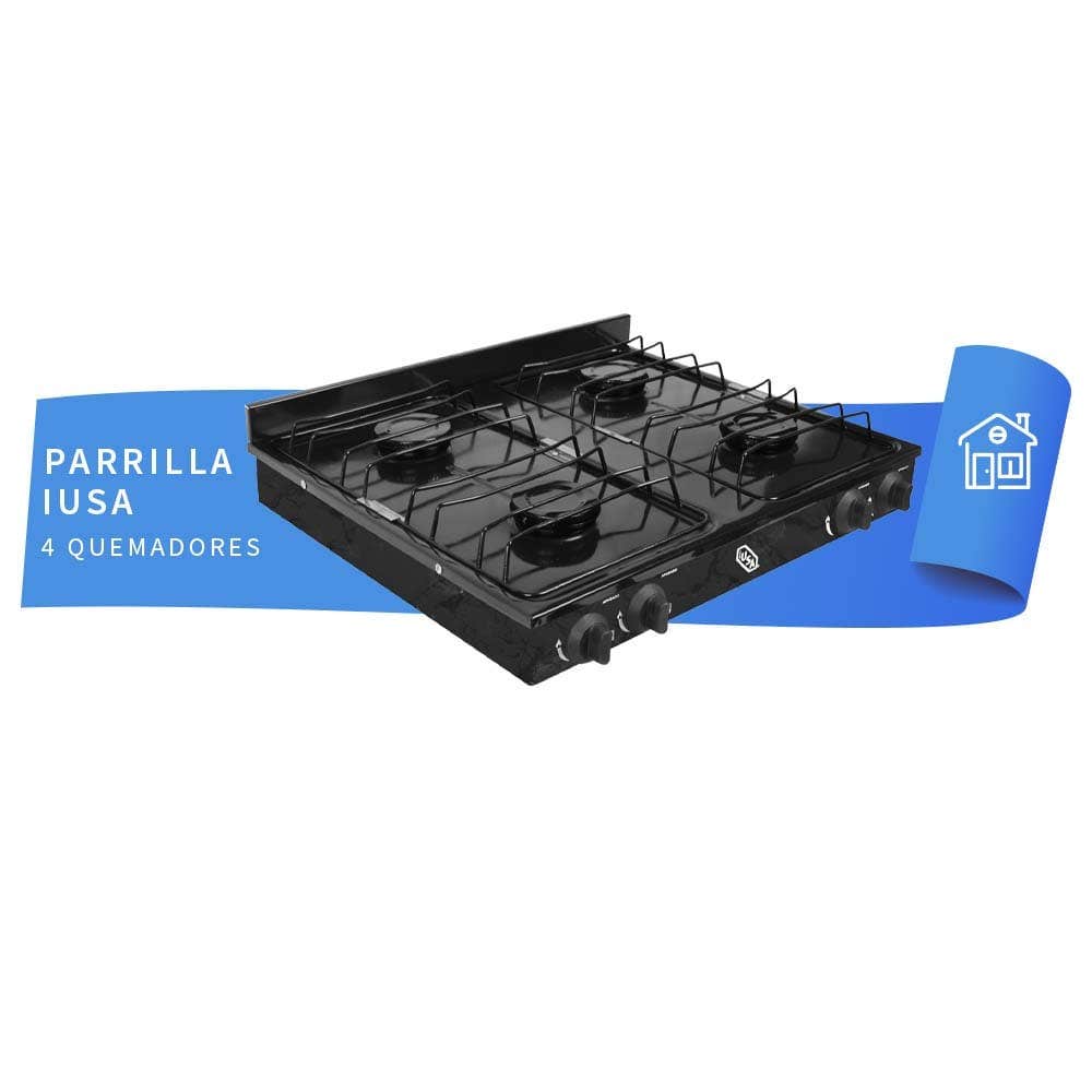 IUSA - Parrilla de gas 4 quemadores caper negro jaspe