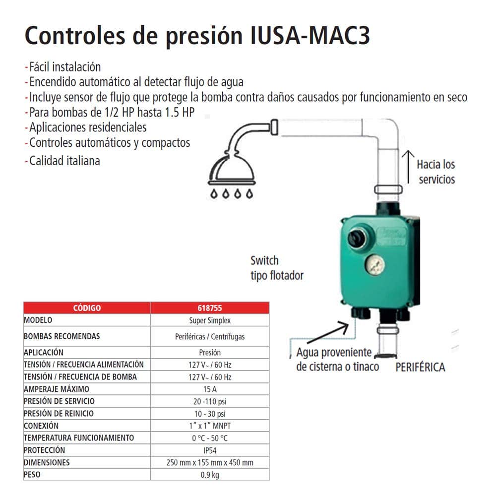 IUSA - Control de presión Automático SUPER-SIMPLEX