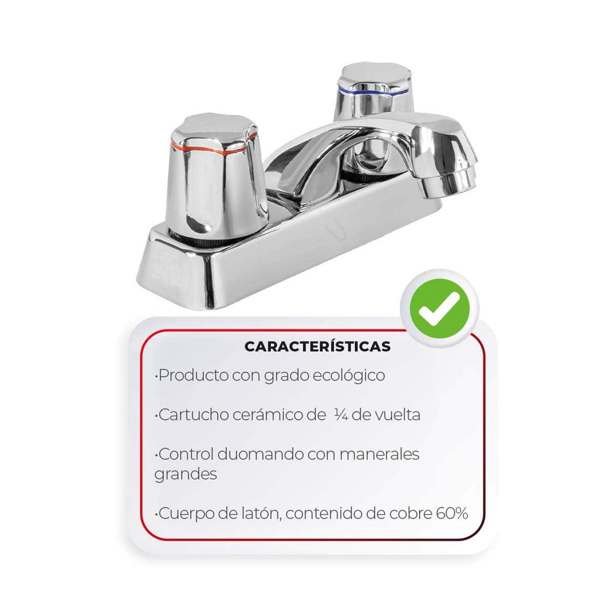 IUSA - Llave Mezcladora Metálica para Lavabo IUSA, 4”