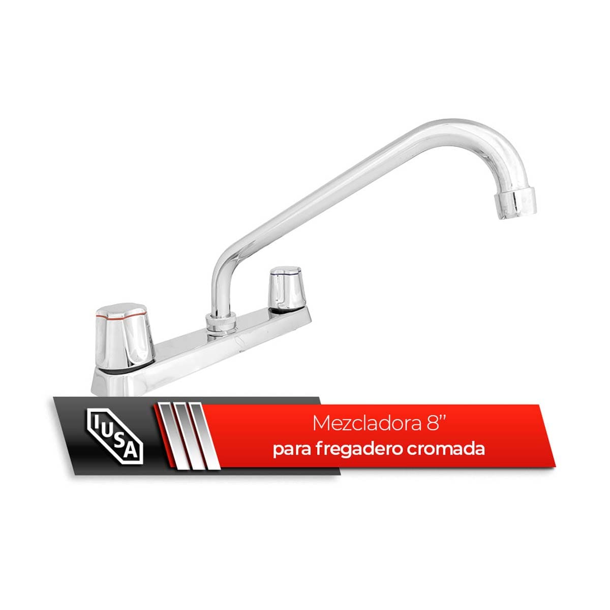 IUSA - Llave Mezcladora Metálica para Fregadero Ecológica IUSA, 8”