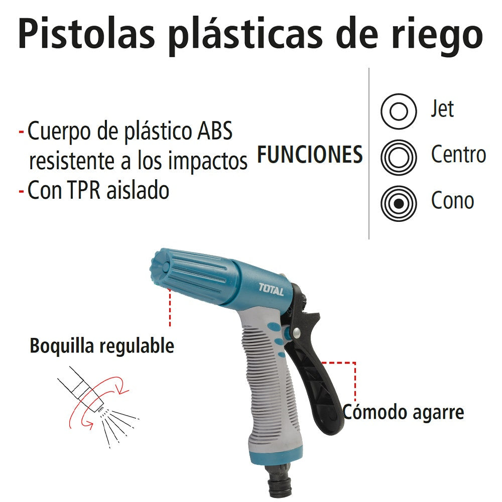 IUSA - Pistola Plástica de Riego 3 Funciones