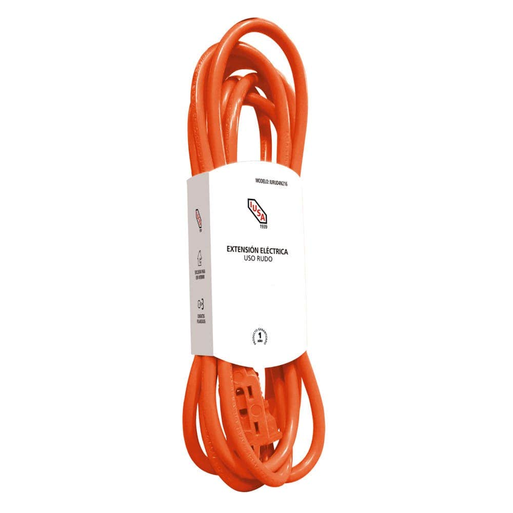 IUSA - Extensión de uso rudo con fajilla, 2x16 AWG 4 m