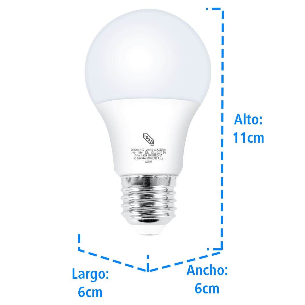 IUSA - Foco LED Eco A19 luz blanca 5 W, IUSA