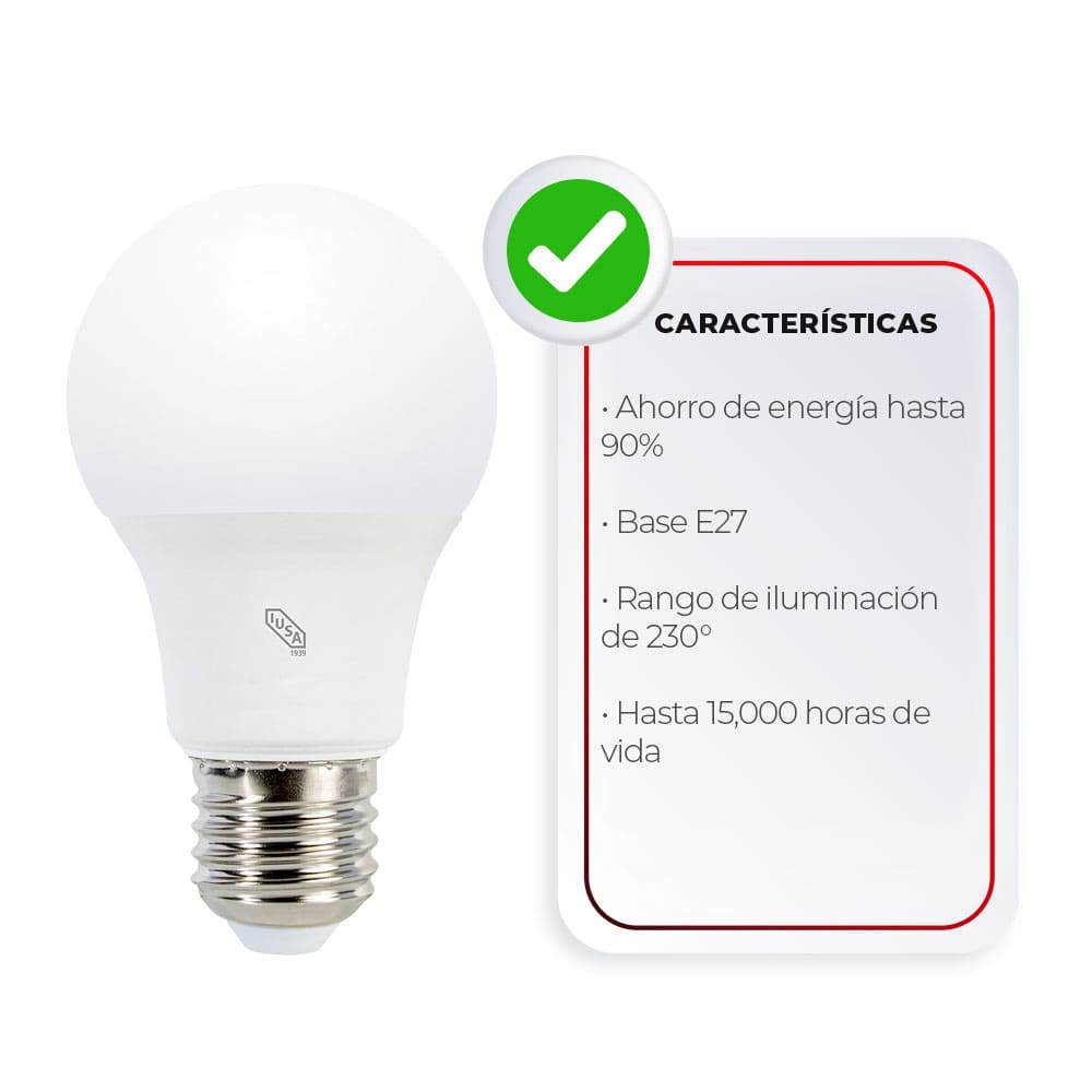 IUSA - Foco LED Eco A19 luz blanca 5 W, IUSA