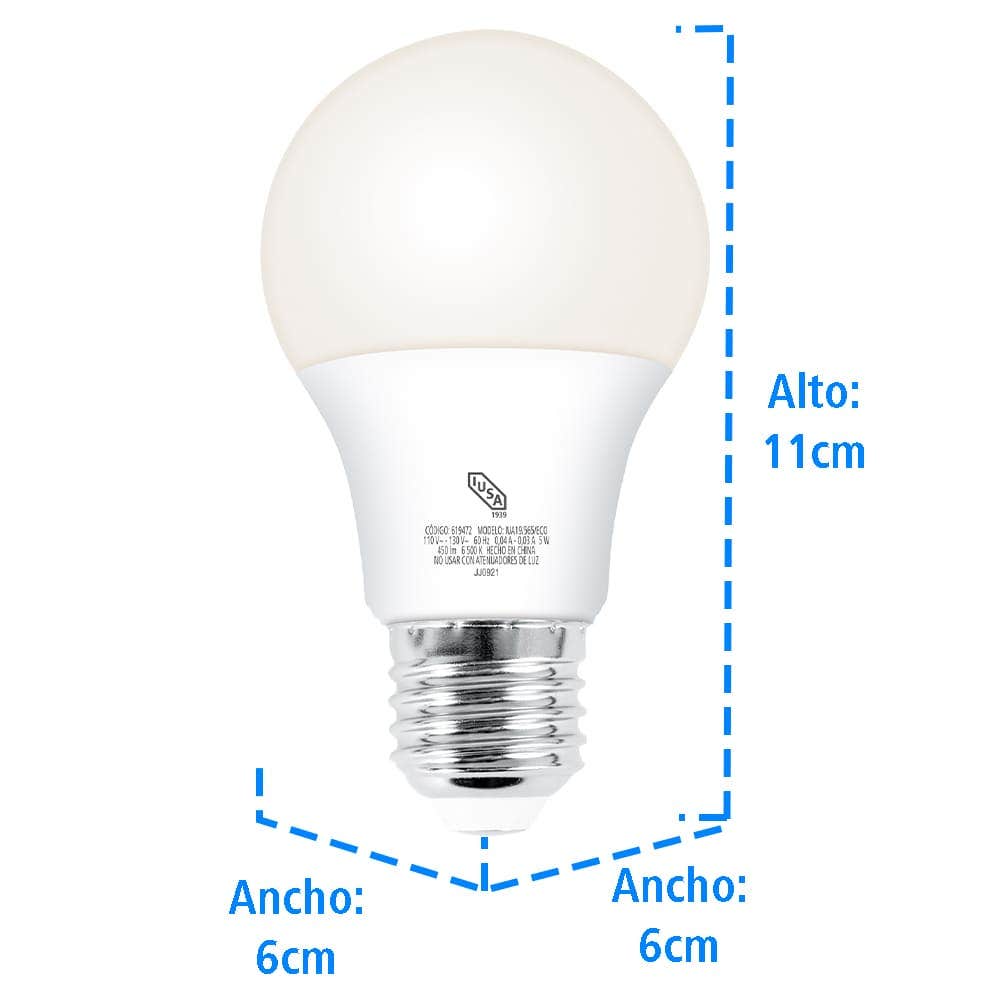 IUSA - Foco LED Eco A19 luz cálida 5 W, IUSA