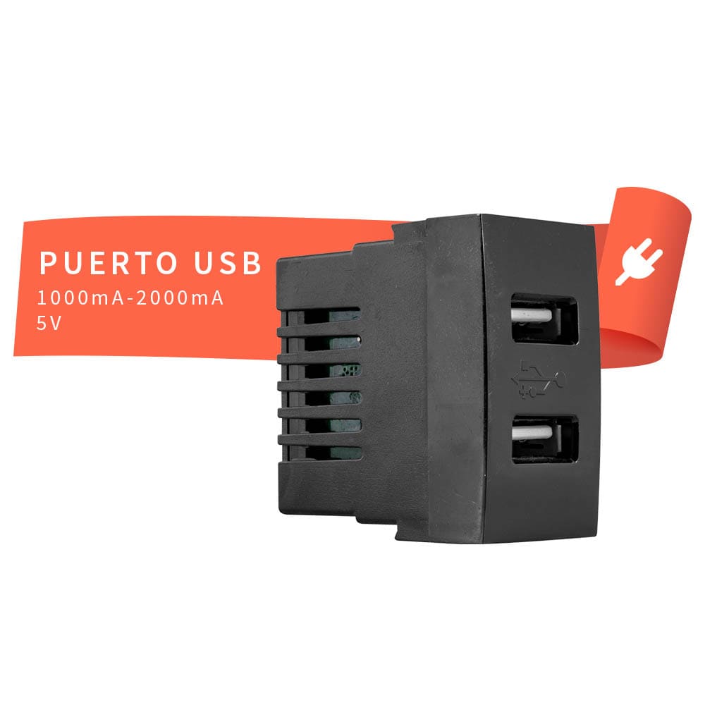 IUSA - Puerto usb scudetto negro brillante
