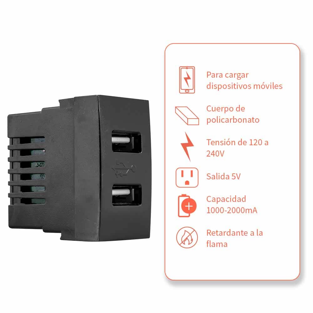 IUSA - Puerto usb scudetto negro brillante