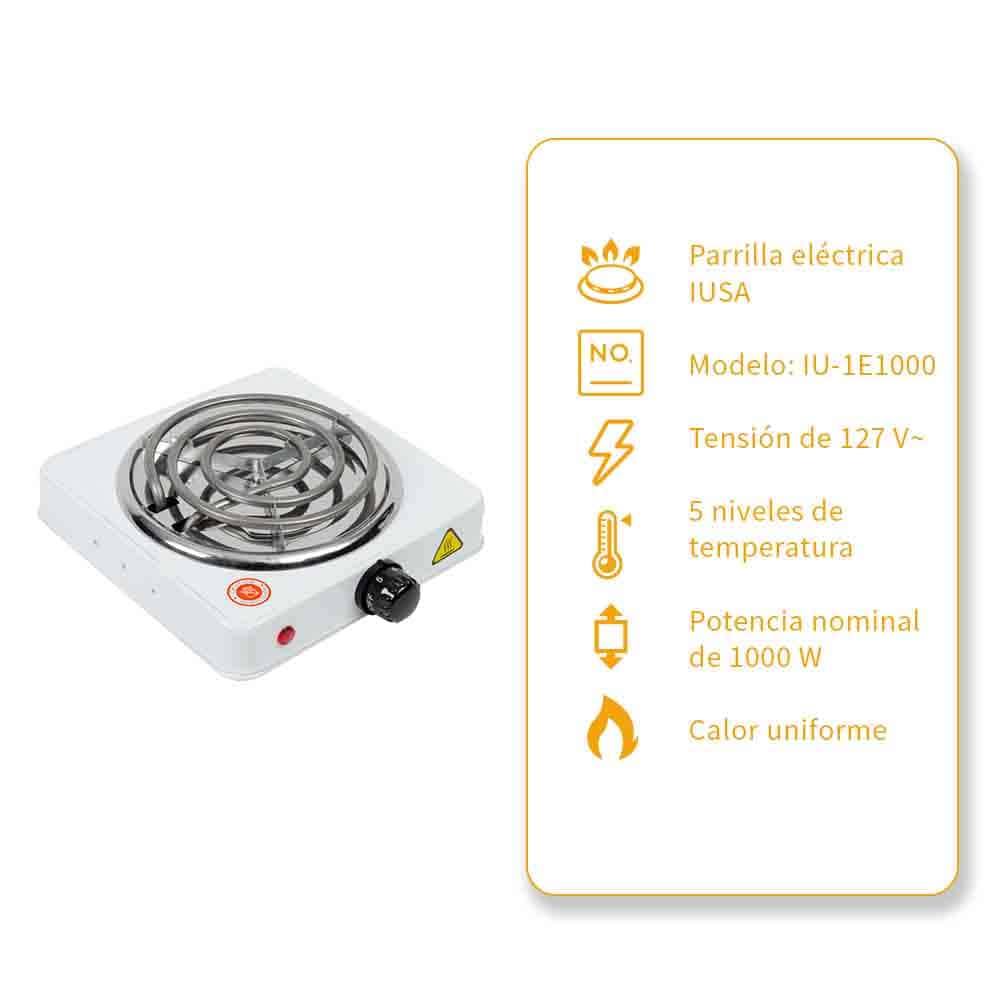 IUSA - Parrilla eléctrica 1 quemador mini espiral 1000 w