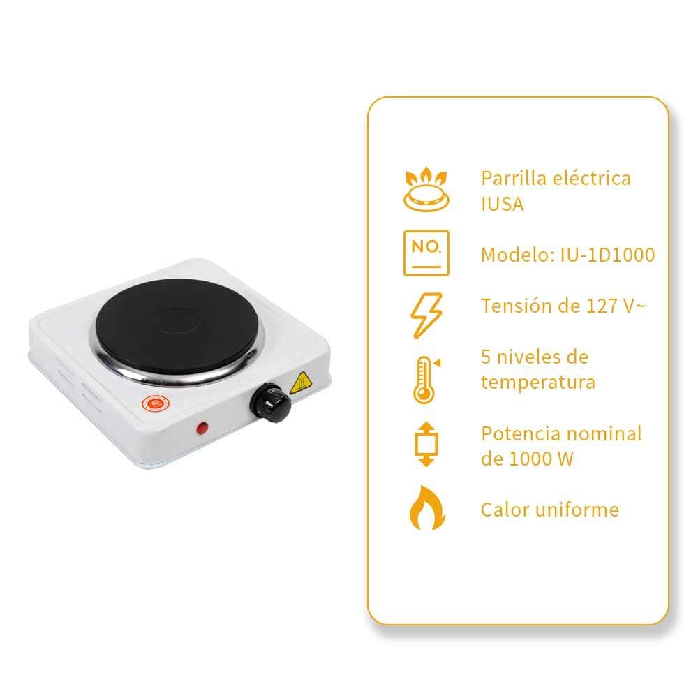 IUSA - Parrilla eléctrica con 1 quemador de disco 1000w