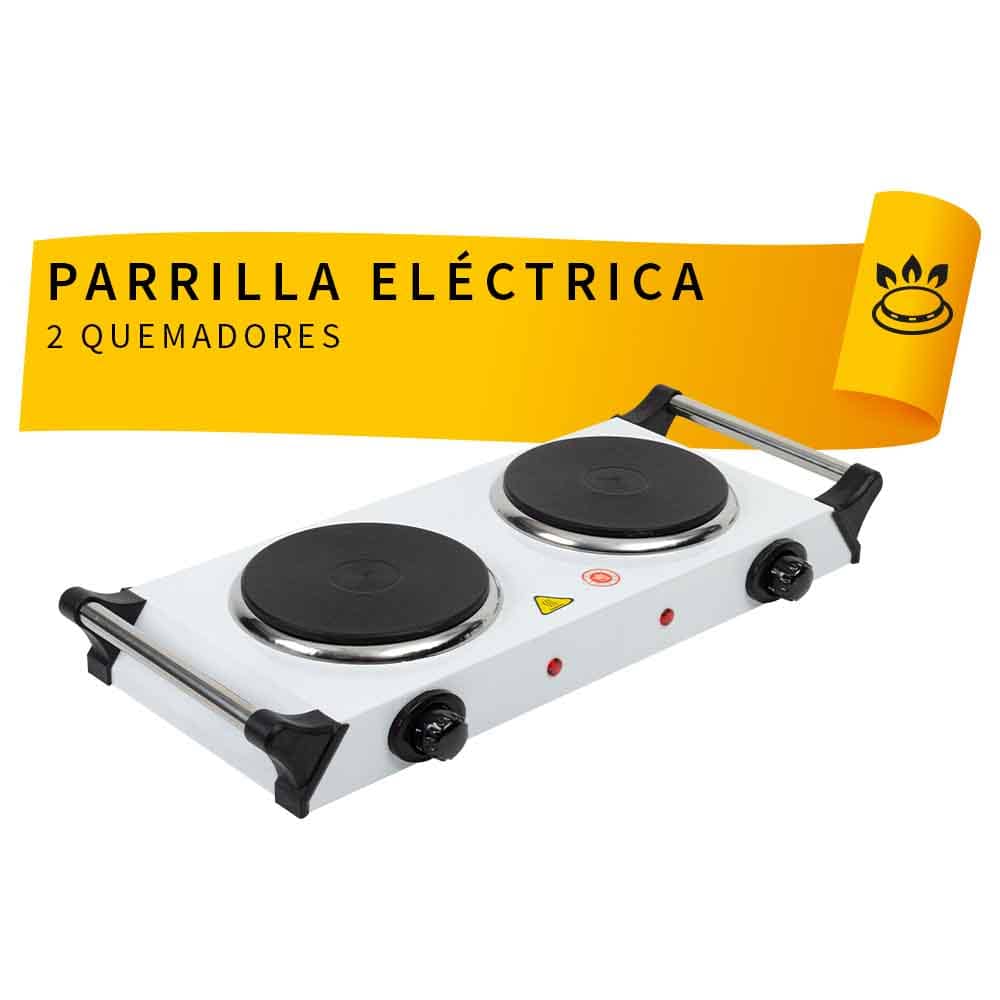 IUSA - Parrilla eléctrica 2 quemadores de disco con asa