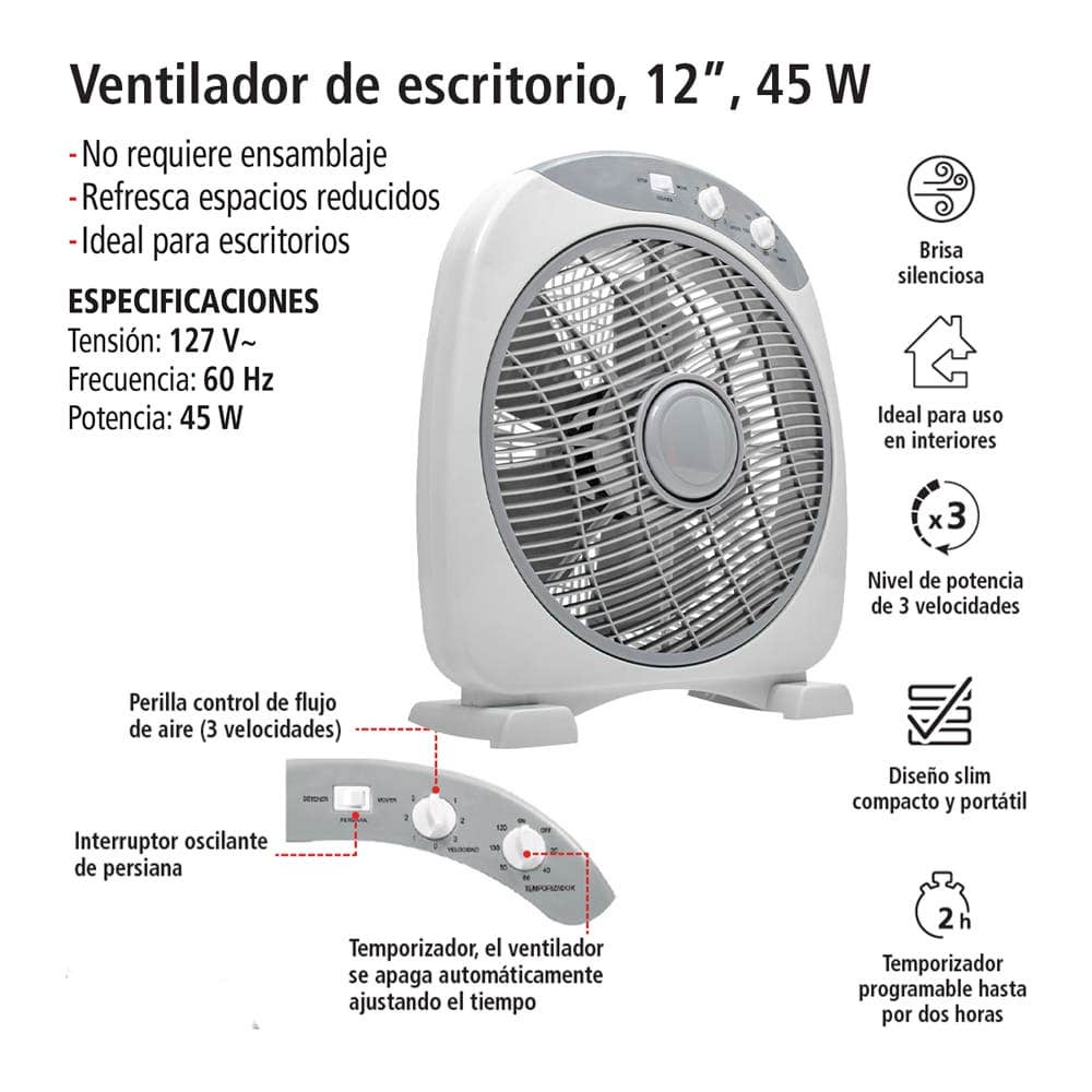 IUSA - Ventilador de escritorio iusa 12" 45w