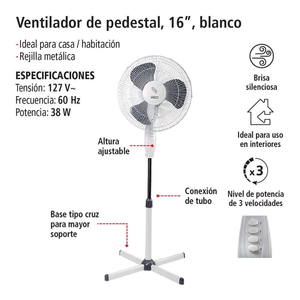 IUSA - Ventilador de pedestal 16" 38 w