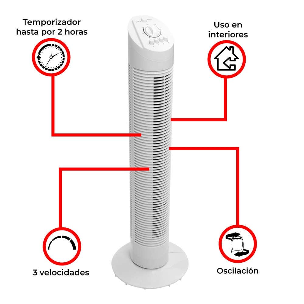 IUSA - Ventilador de torre iusa 36" 42w 3 velocidades con temporizador