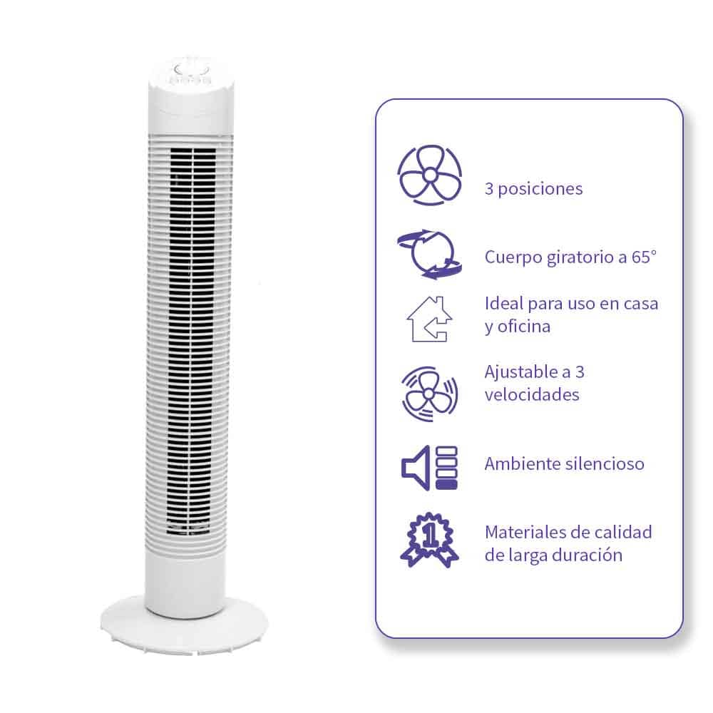 IUSA - Ventilador de torre iusa 36" 42w 3 velocidades con temporizador