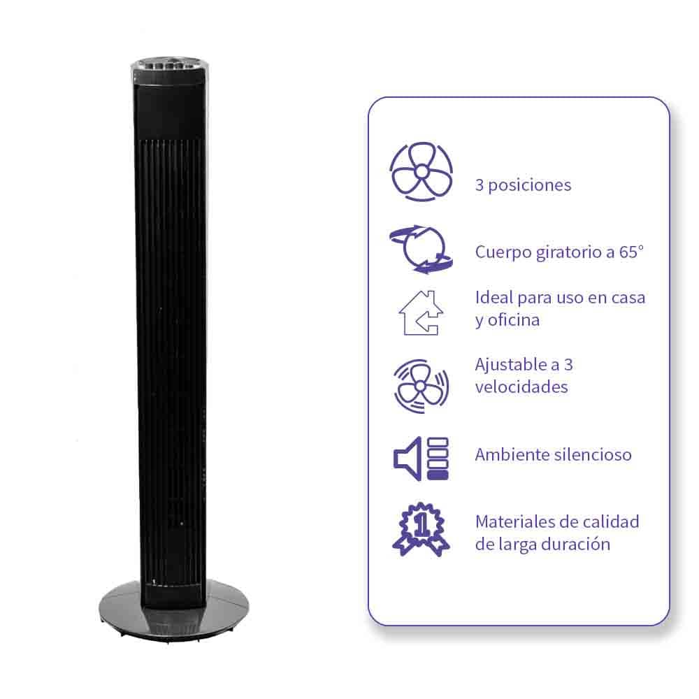 IUSA - Ventilador de torre 46 pulgadas con temporizador y 3 velocidades