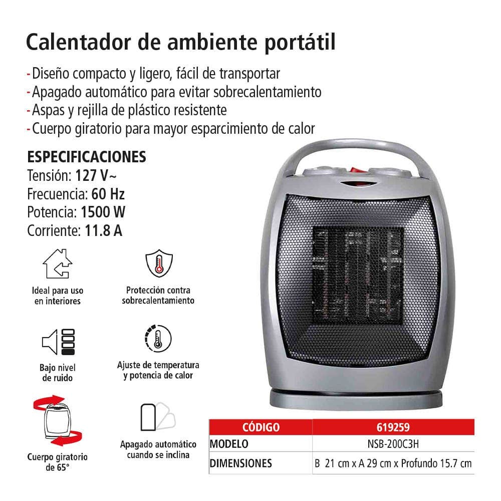 IUSA - Calefactor de ambiente portátil, 1500 w