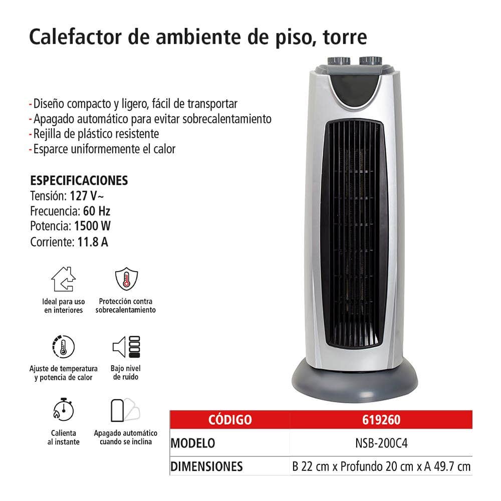IUSA - Calefactor de ambiente de torre, 1500 w, iusa