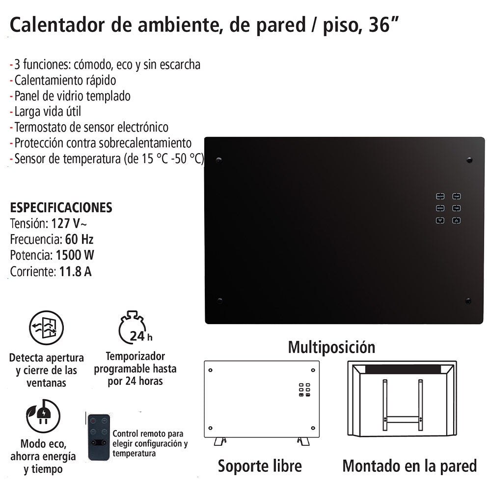 IUSA - Calefactor de ambiente para piso y pared, 1500 w