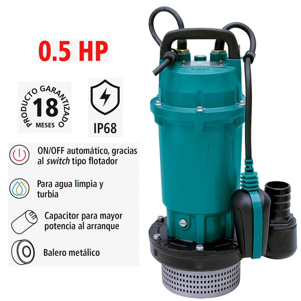 IUSA - Bomba sumergible 0.5 hp para agua turbia