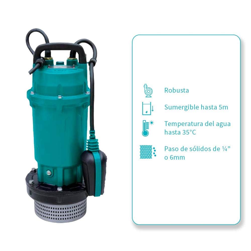 IUSA - Bomba sumergible 0.5 hp para agua turbia
