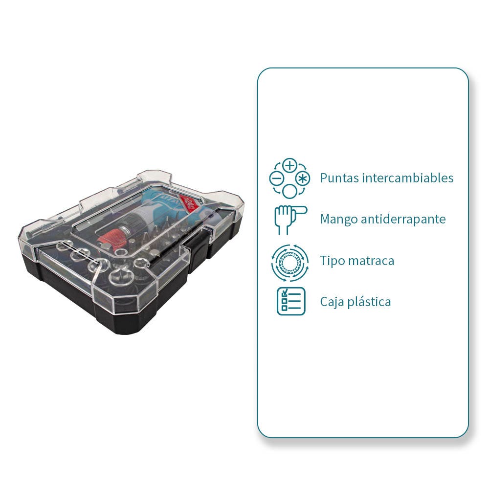 IUSA - Juego de puntas y dados con desarmador, mango tipo T, total