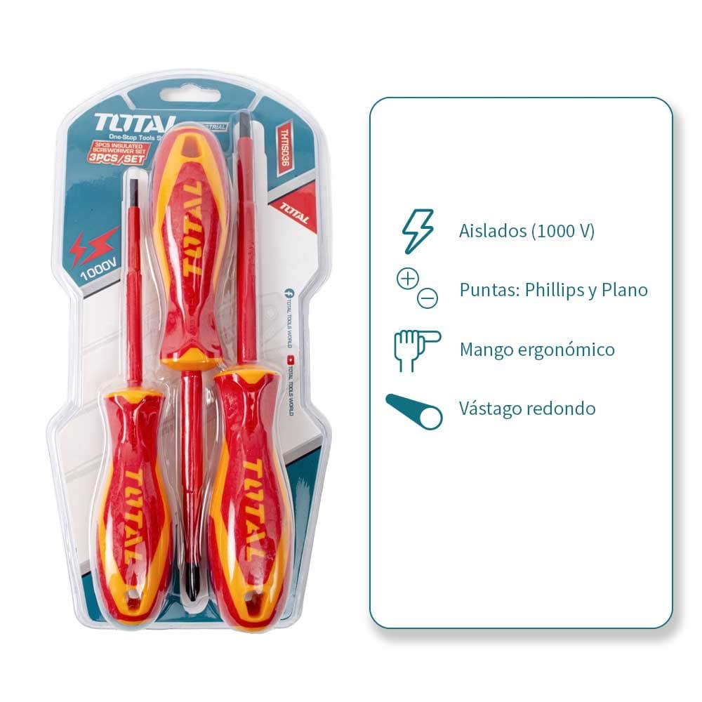 IUSA - Juego de 3 desarmadores total dieléctricos