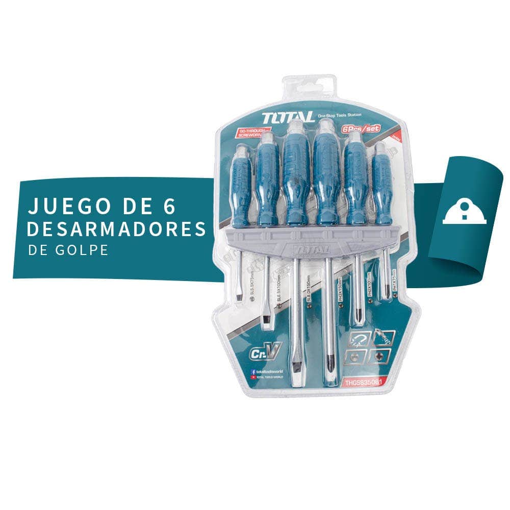 IUSA - Juego de 6 desarmadores de golpe, total
