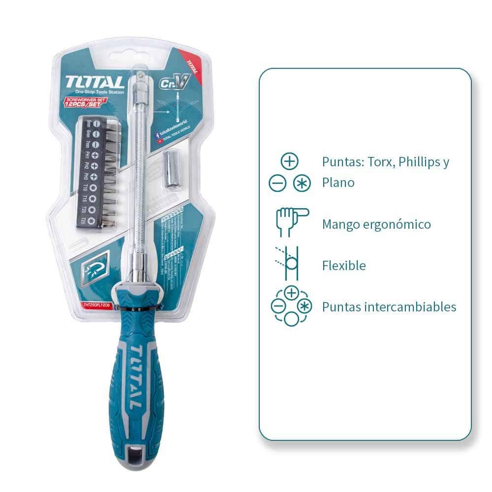 IUSA - Juego de desarmador flexible, total con 12 piezas